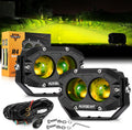 Auxbeam 4in 60W Amber Fog Lights - Super Bright Amber Spot Beam