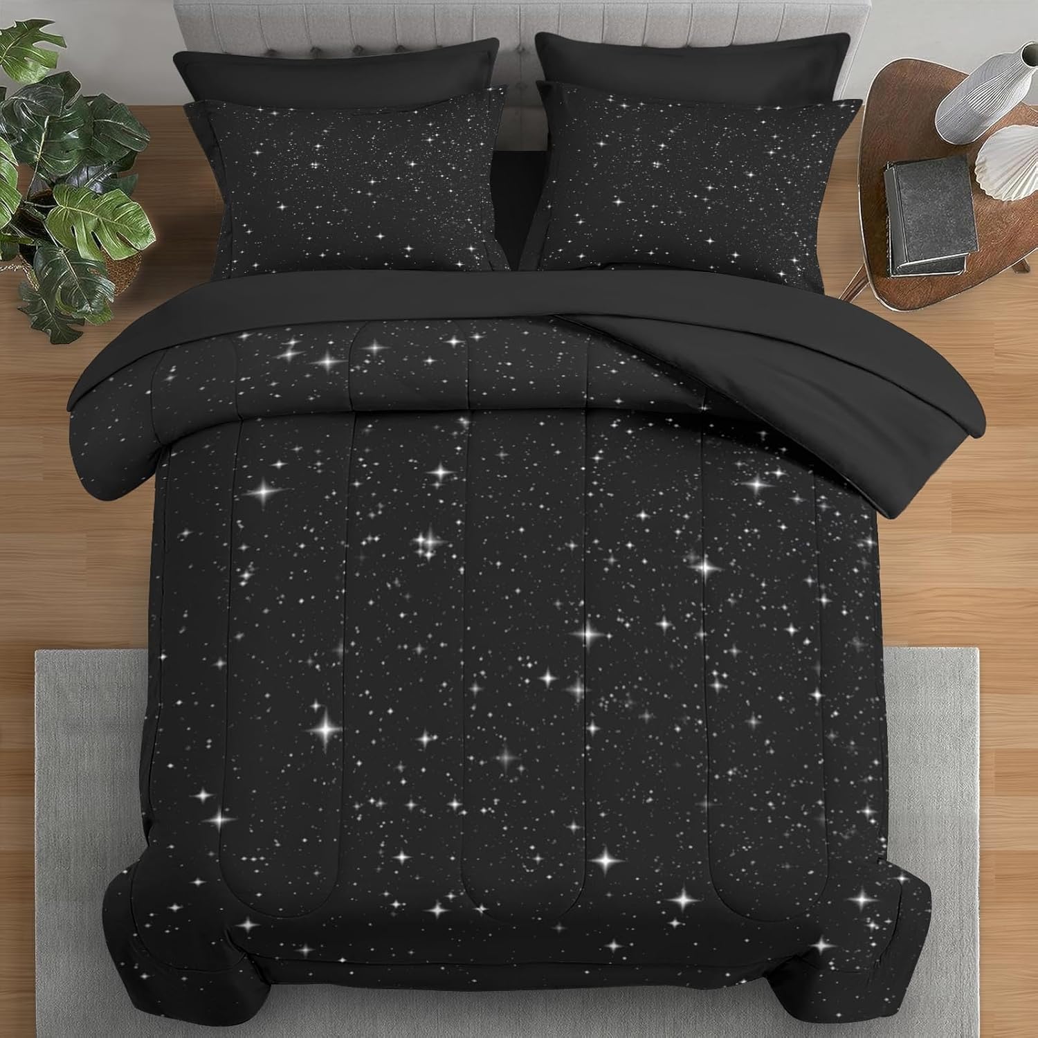 Comforter Set Full Size with Space Starry Design for All Ages