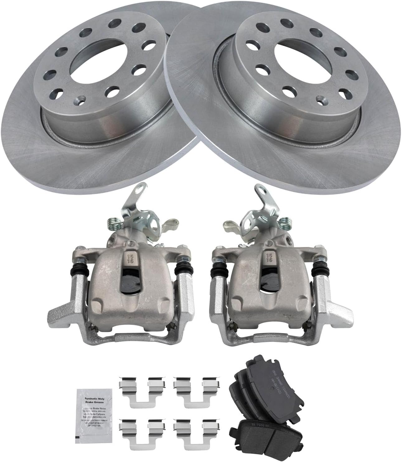 TRQ Rear Brake Pad & Rotor Kit for 2010 Volkswagen Golf Jetta