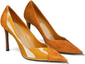 Coutgo Womens Pointed Toe High Heels Pumps Patent Suede Stiletto 9cm