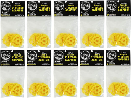 100 Yellow 7in Plastic Flat Style 45 Record Adapter Inserts