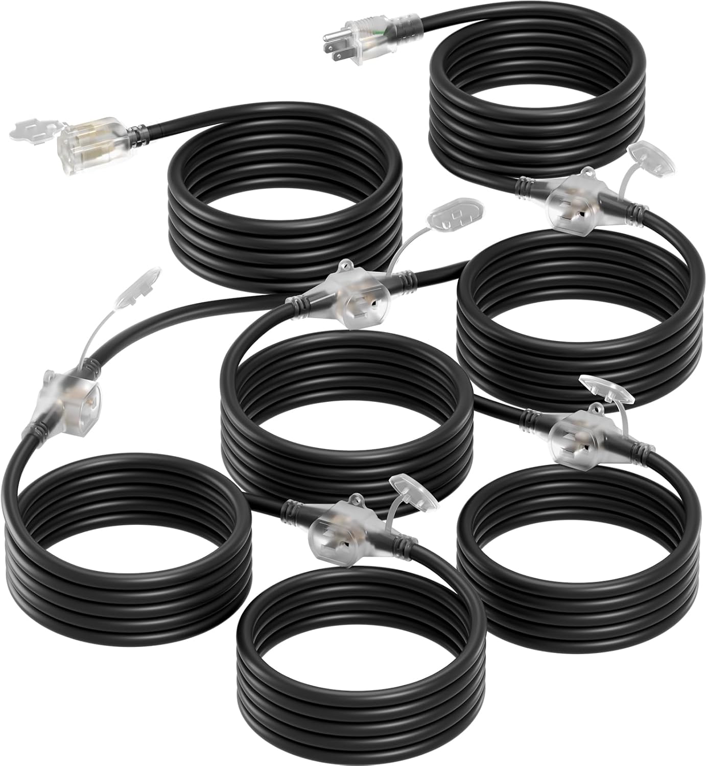 50FT Outdoor Extension Cord with 6 Outlets for All Seasons