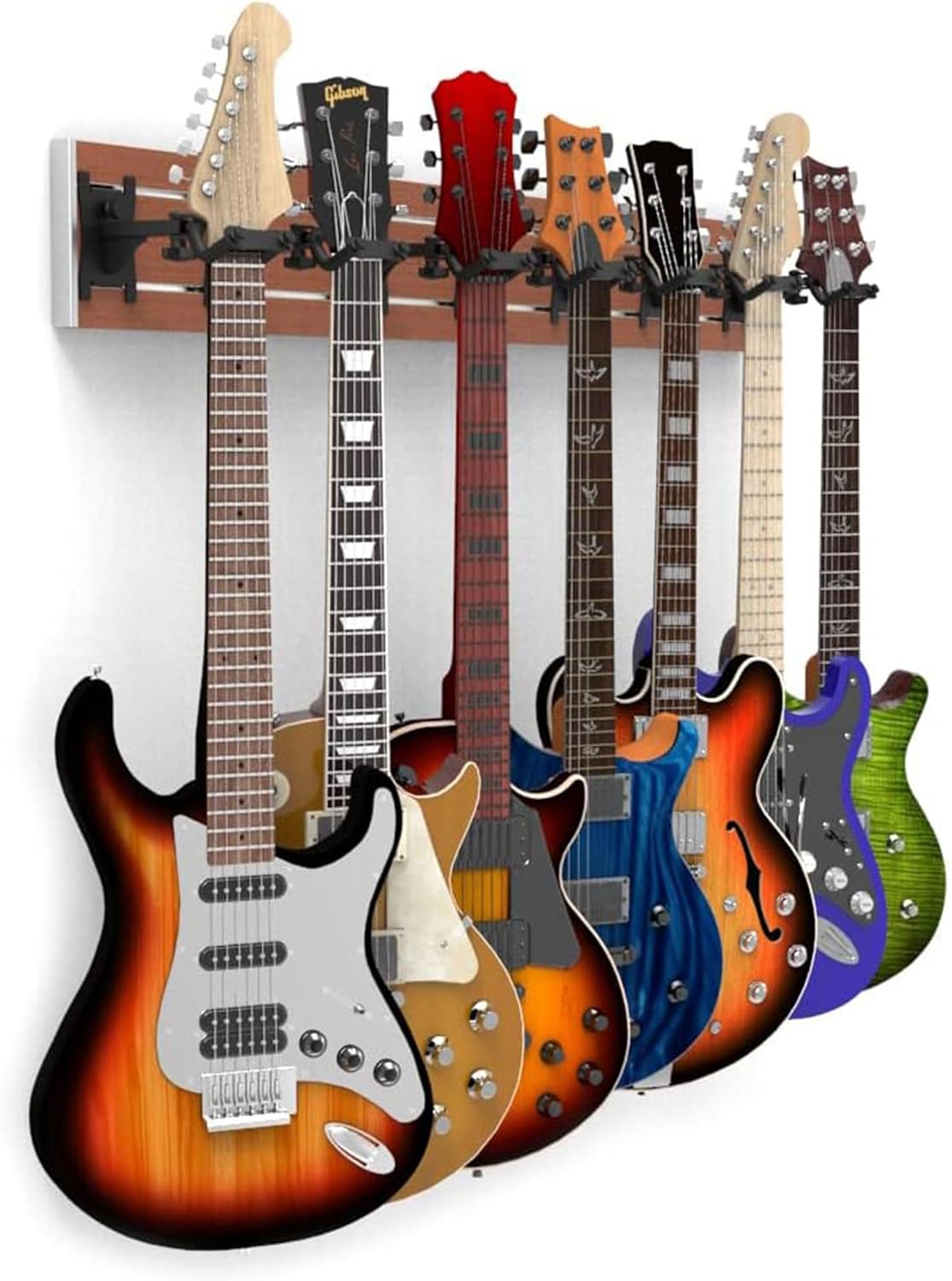 DLDIRECT Multiple Guitar Wall Mount with 7 Holder Locking System