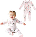 Posh Peanut Footie Pajamas for Baby Girls with Ruffle Trim