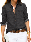 denim shirt women chambray jean western shirt - relaxed cotton