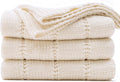 RECYCO Cable Knit Cream White Throw Blanket for Cozy Comfort