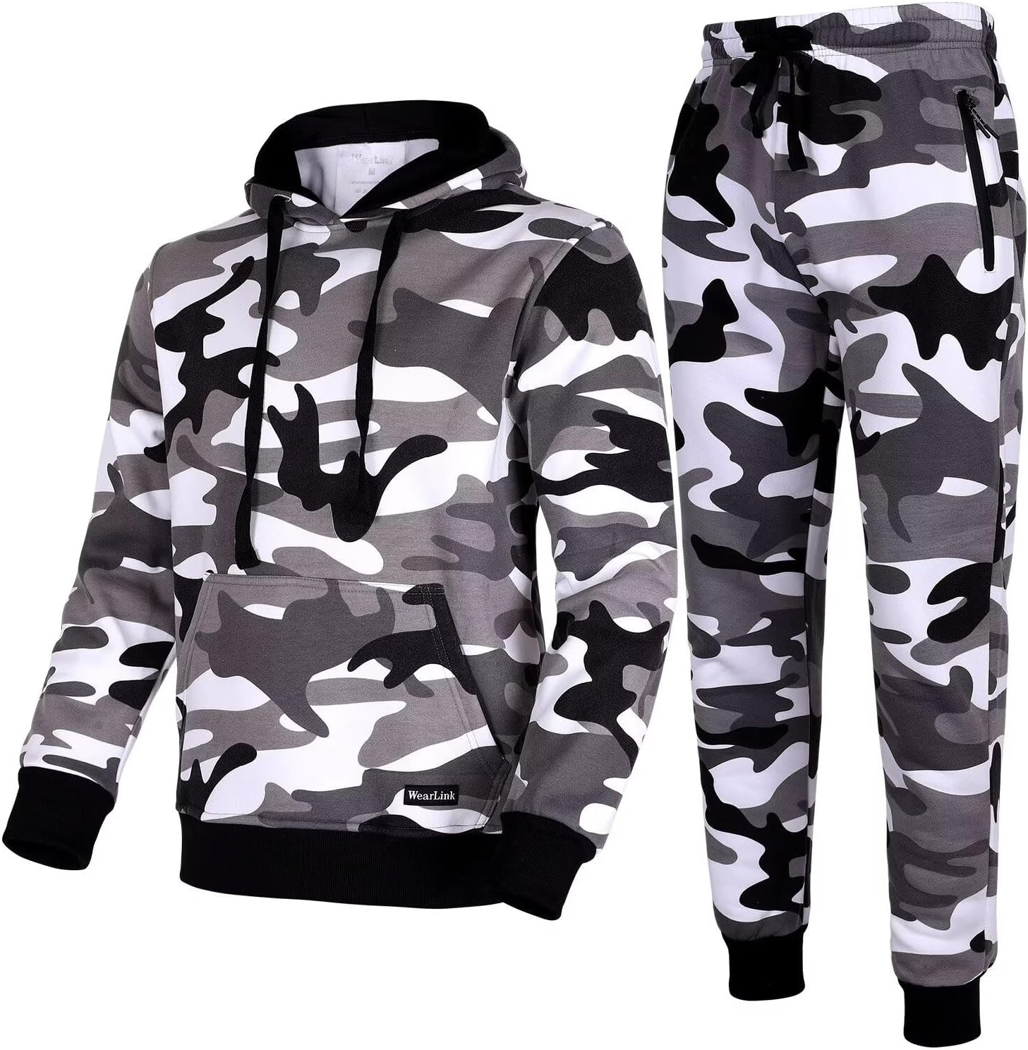 Tracksuit for Men 2 Pieces Fleece Hooded Outfit for Sports