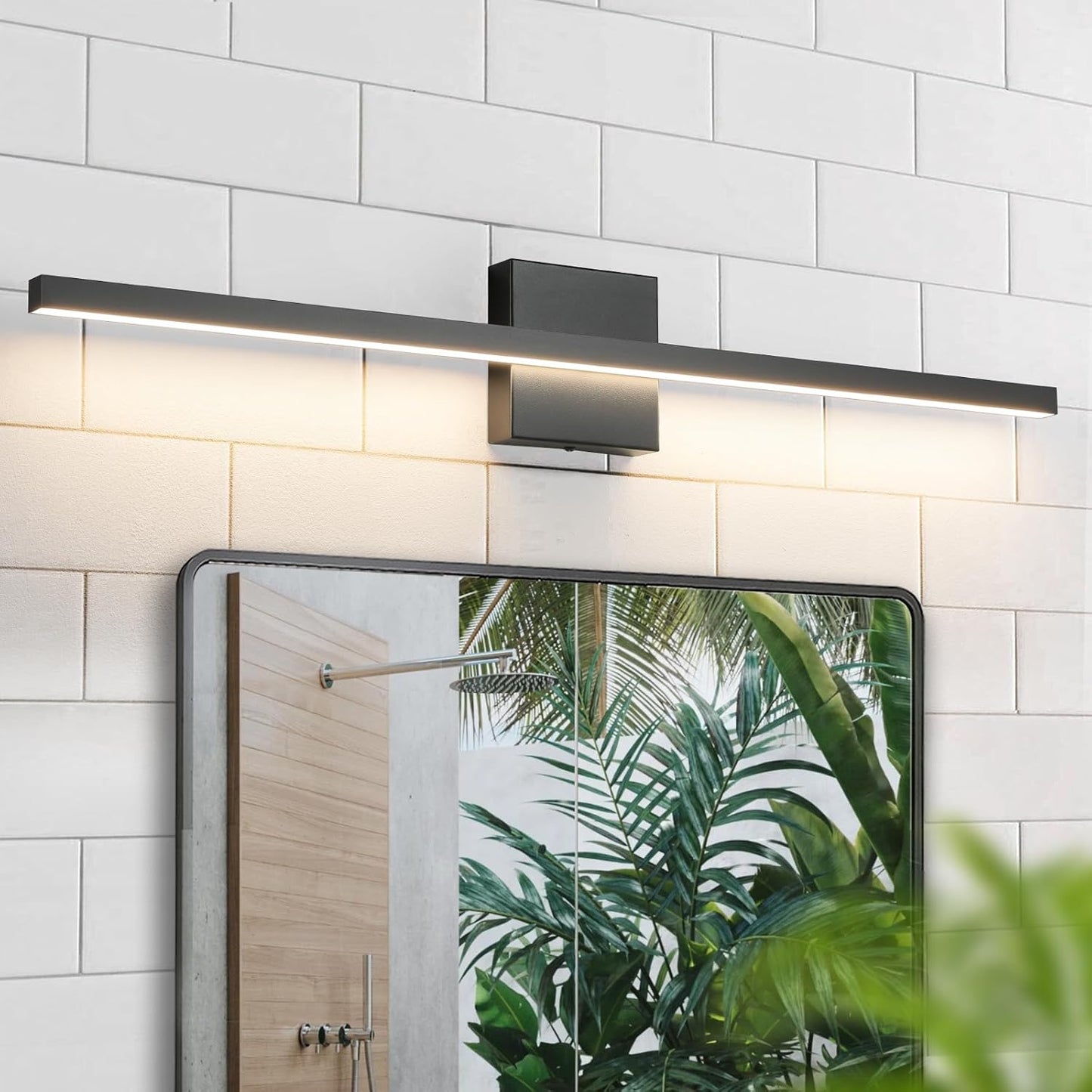 Modern Black Bathroom Vanity Light - 31.5 inch Dimmable Fixture