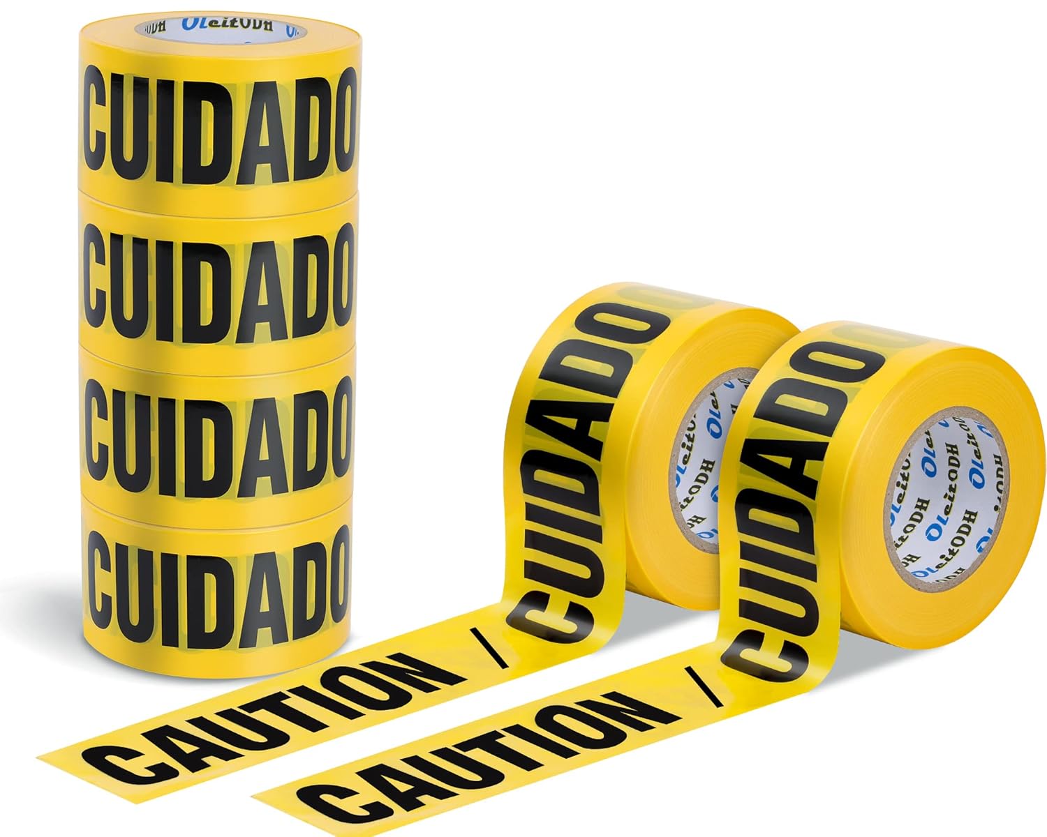 Yellow Caution Cuidado Tape 6-Pack for Hazard Safety Use