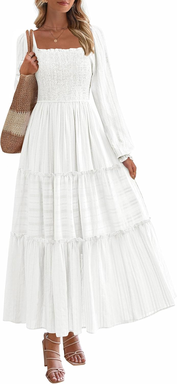 Elegant Long Sleeve Maxi Dress with Pockets for Women 2025