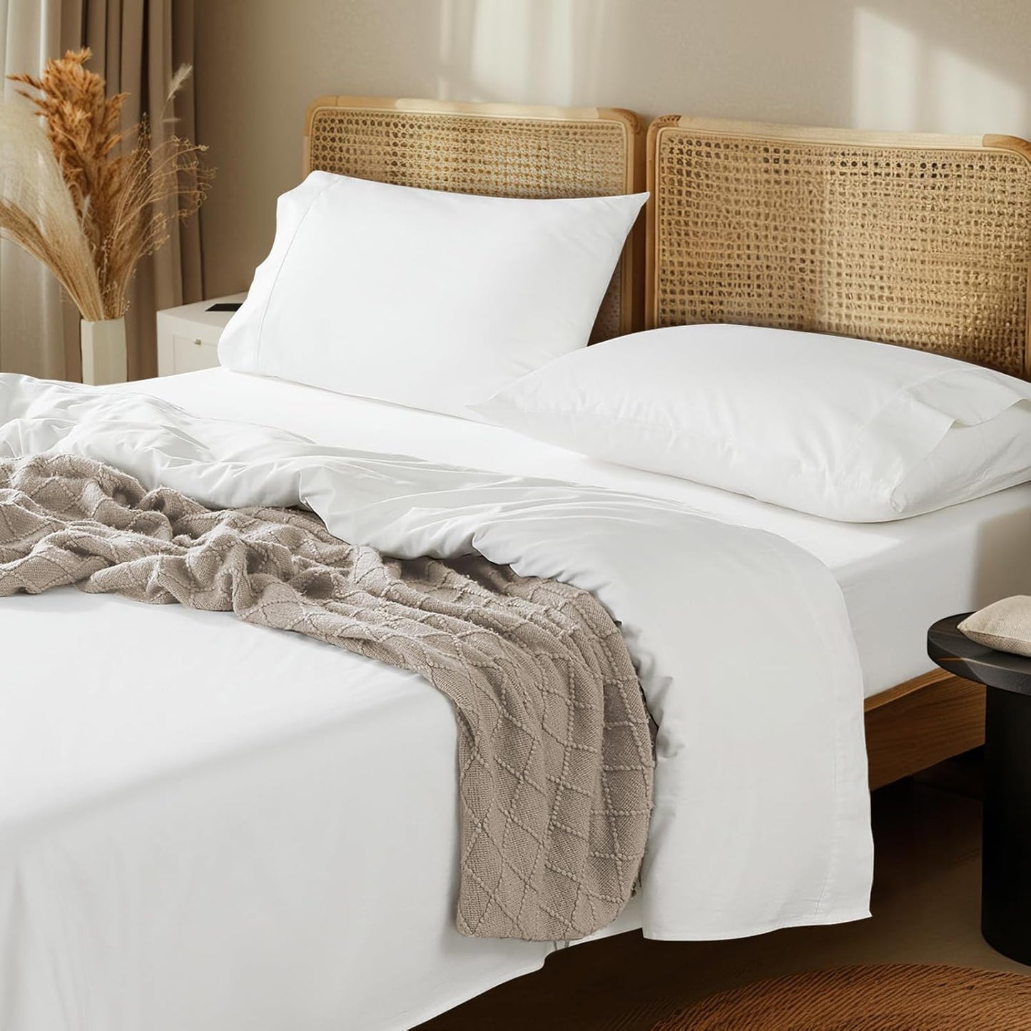 LBRO2M 1000 Thread Count Cotton Sheets Set for King Size Beds