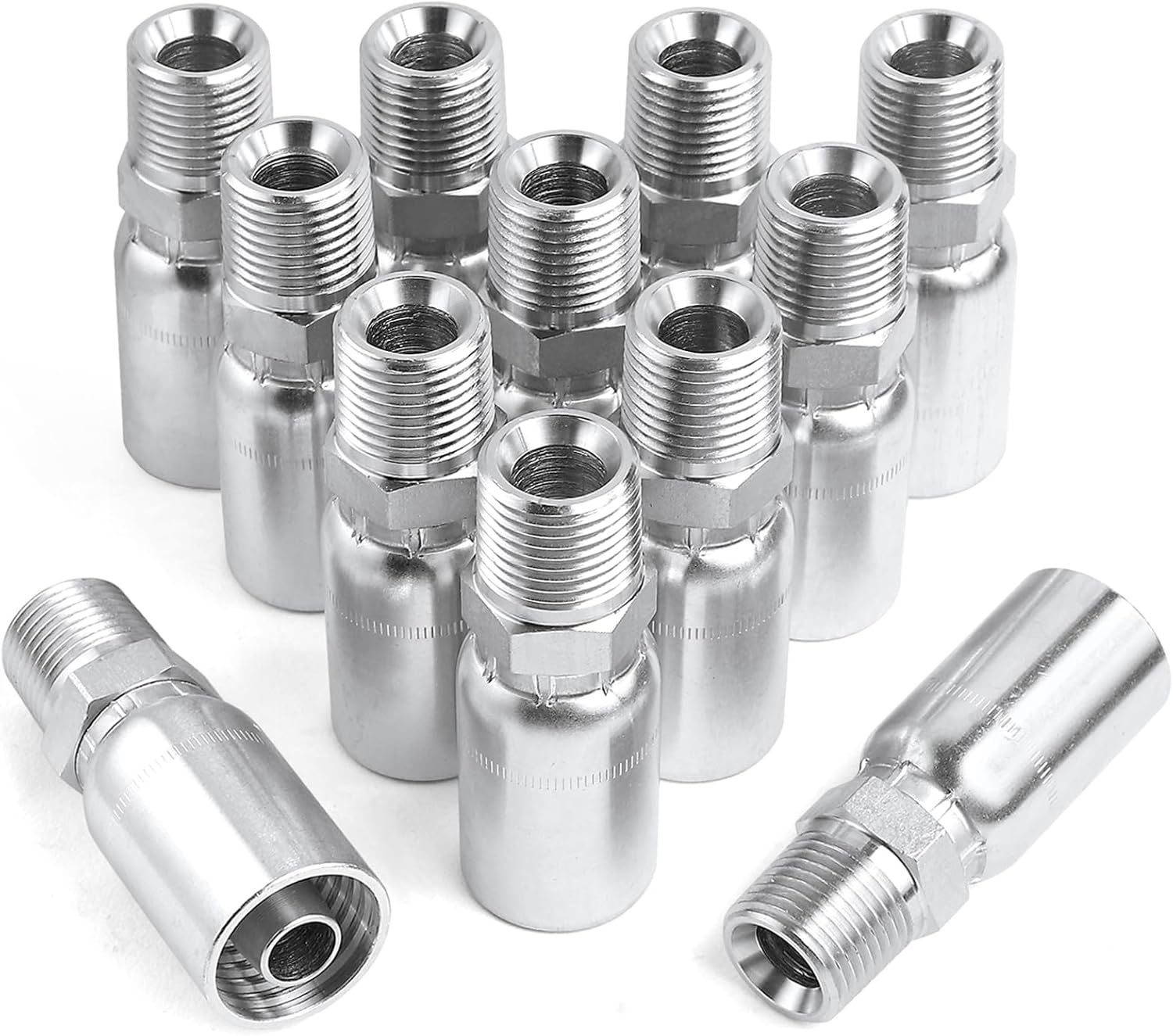 12Pack 3/8 Hose x 3/8 NPTF Male Pipe Thread Hydraulic Fittings
