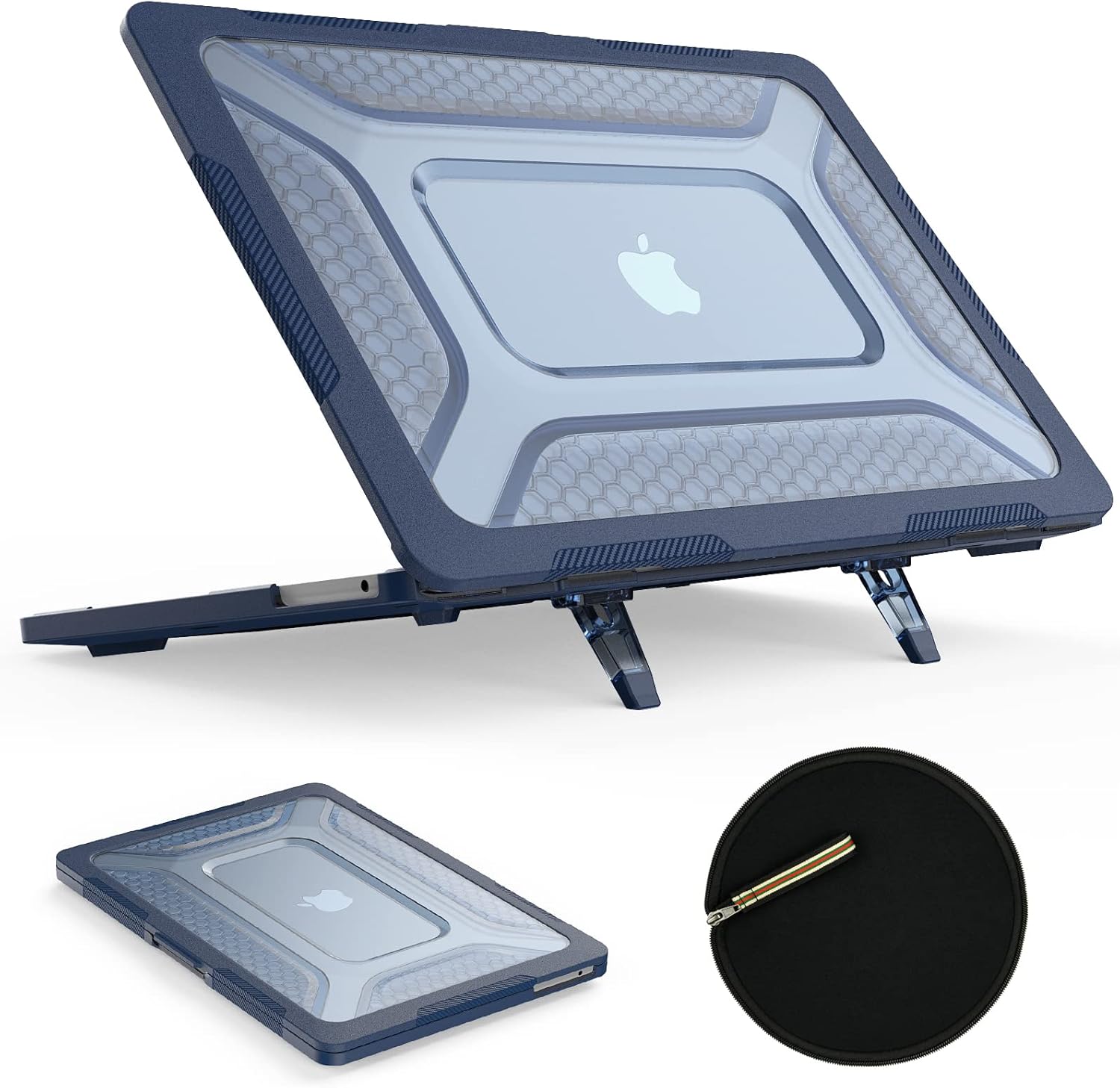 SEYMAC Stock Case for MacBook Air 13.6 Inch with Stand & Bag