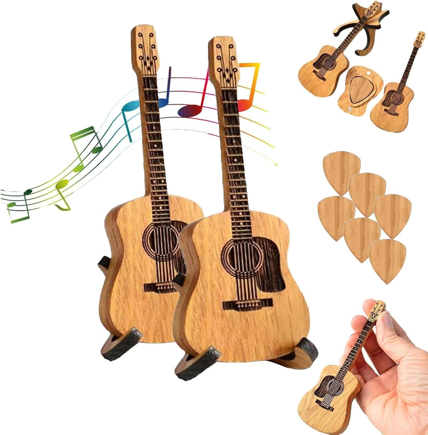 Wooden Guitar Pick Case with Stand - Organize Picks!