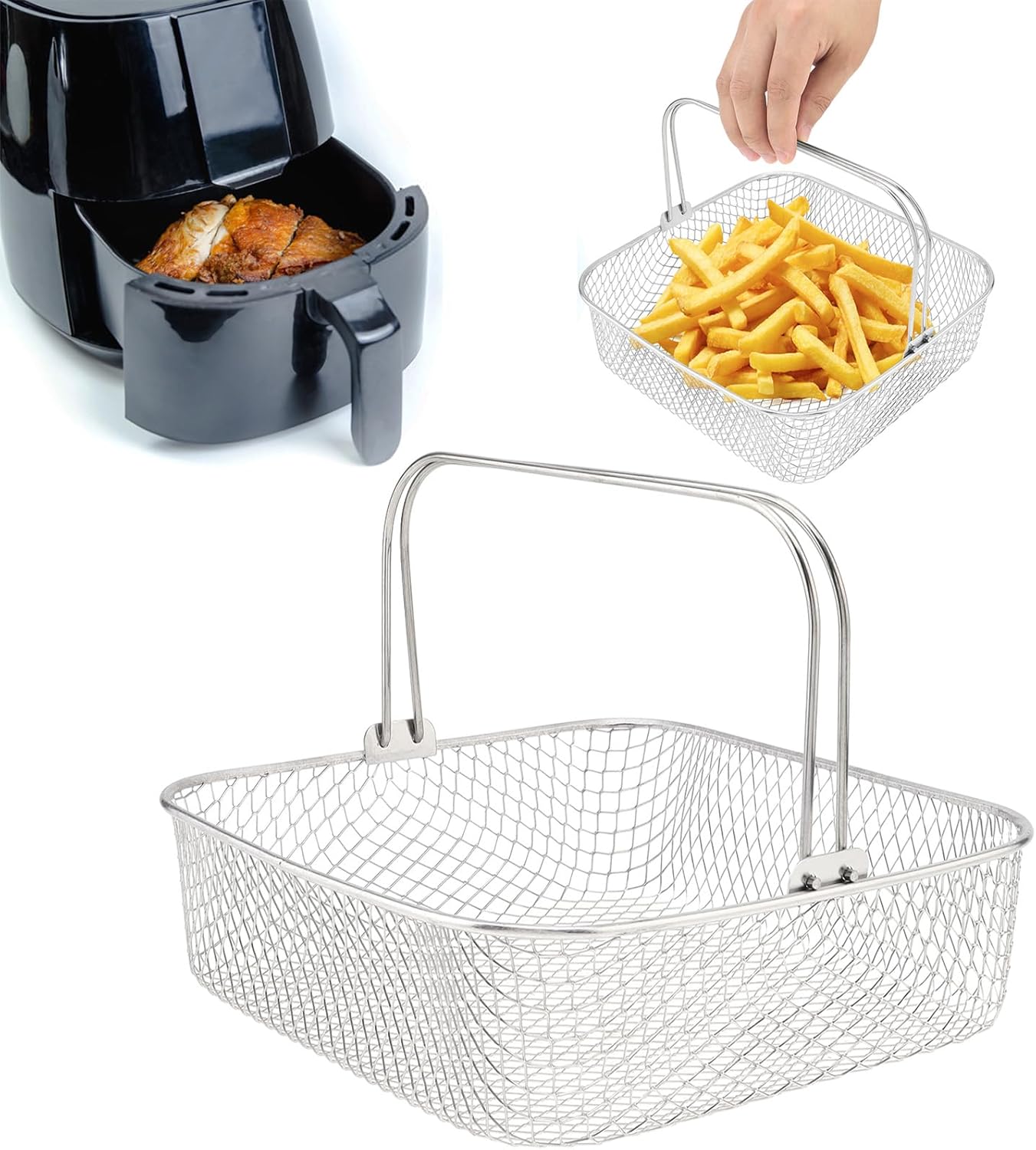 6QT Air Fryer Mesh Basket Replacement - Evenly Crispy Results!