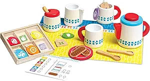 Melissa & Doug Wooden Steep and Serve Tea Set for Kids Ages 3