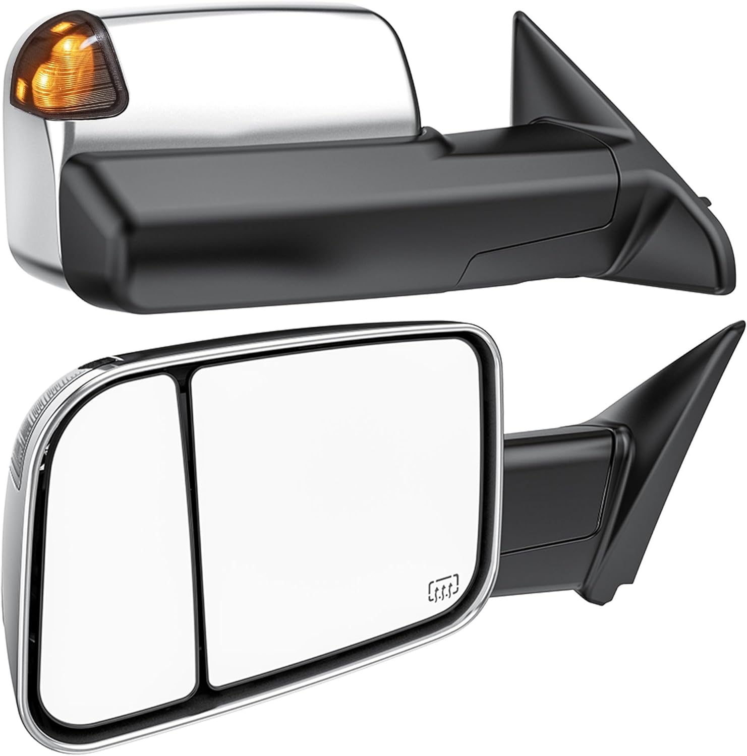 Smoked Power Heated Tow Mirrors for Dodge Ram 1500 2002-2008