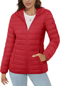 Women's Hooded Puffer Jacket Lightweight Quilted Coat - Warm & Water