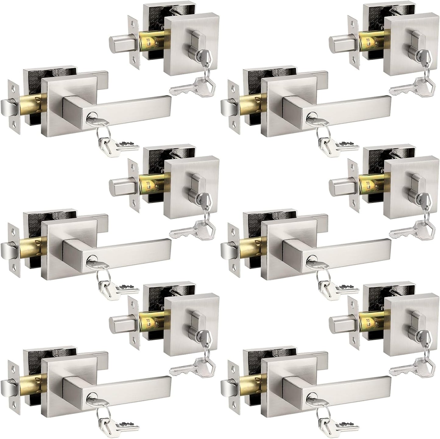 Probrico Satin Nickel Entry Levers Lock Sets for Secure Homes