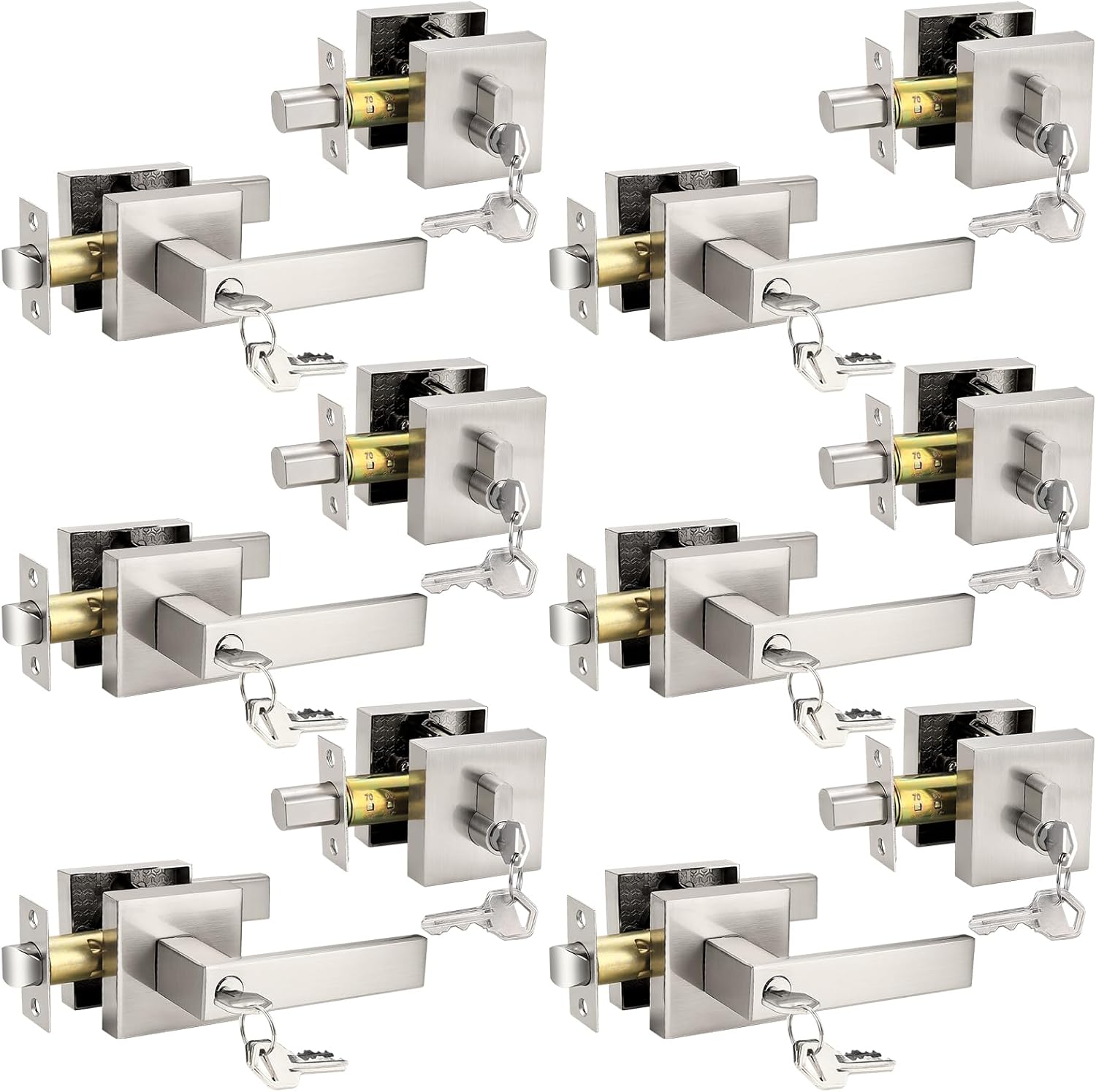 Probrico Satin Nickel Entry Levers Lock Sets for Secure Homes