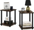 Furinno Simplistic Set of 2 End Table, Columbia Walnut/Black - Compact