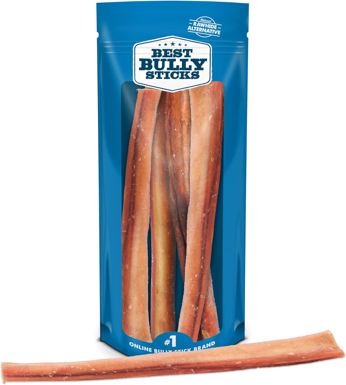 Natural Jumbo Bully Sticks for Large Dogs - 12 Inch Chews