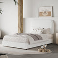 Twin Boucle Bed Frame with Headboard - Cozy Low-Profile Twin