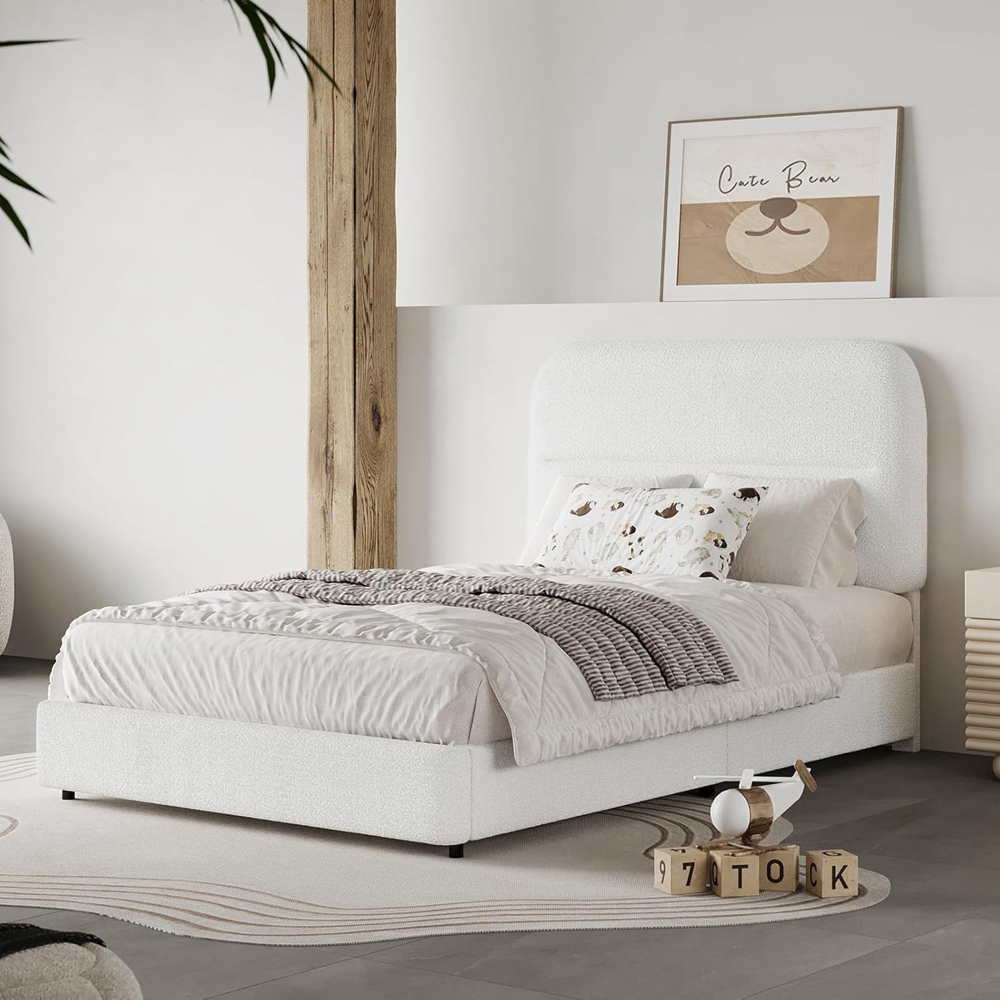HOMBCK Twin Bed Frames with Headboard for Cozy Kids' Rooms