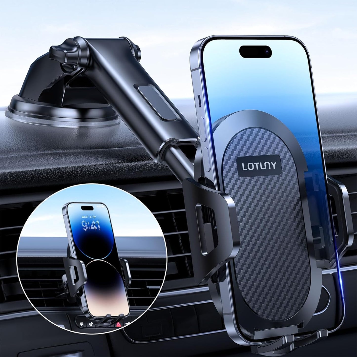 Reliable Hands-Free Car Phone Mount by LOTUNY