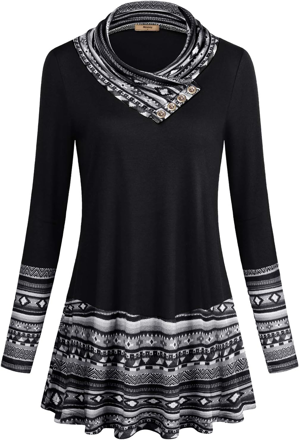 Miusey Cowl Neck Tunic: Flattering Form Fit