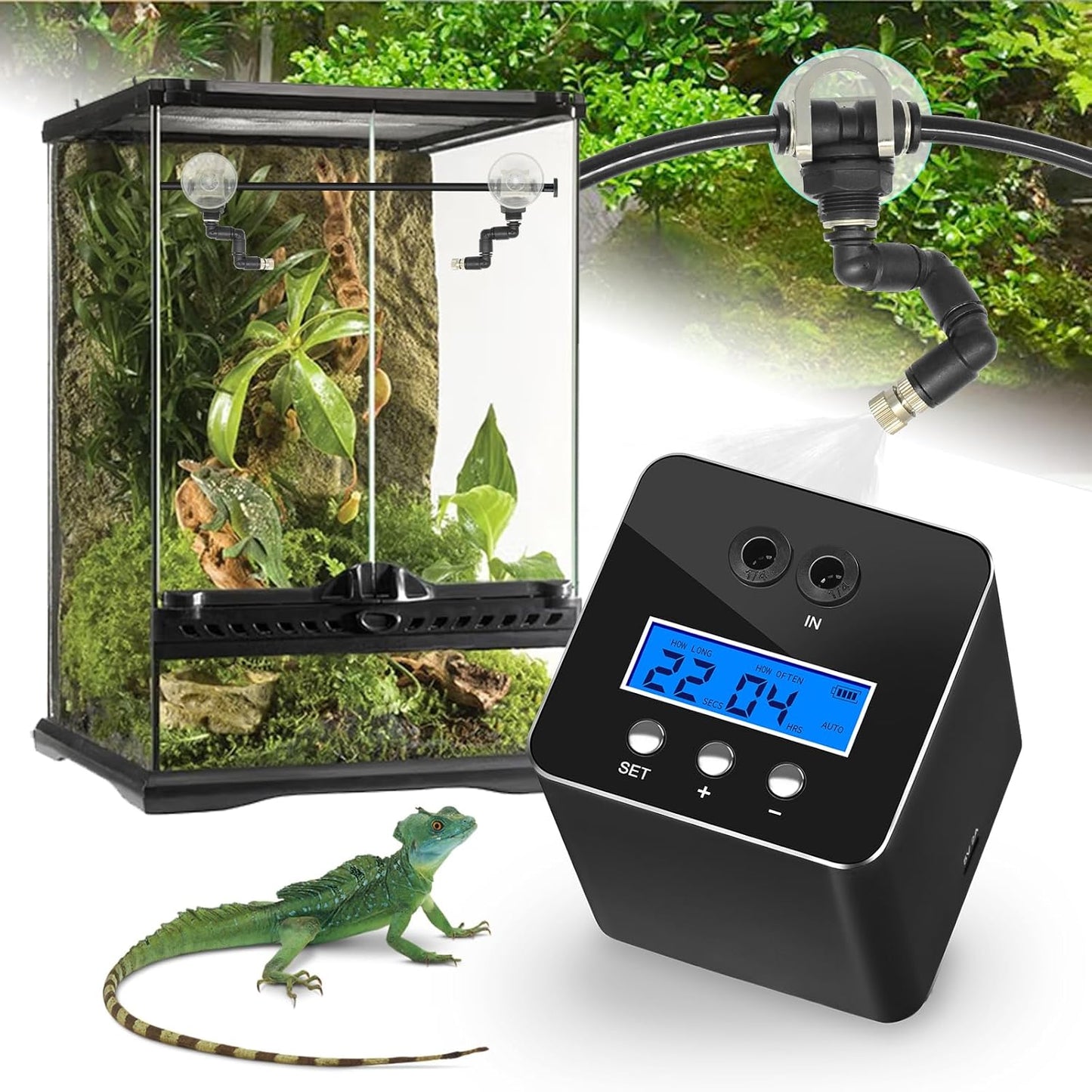 Reptile Mister System for Terrariums with Smart Timing Features
