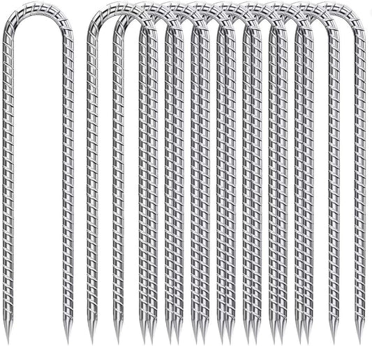 Rebar Stakes 12-Inch Heavy Duty U-Hook Ground Anchors for Garden