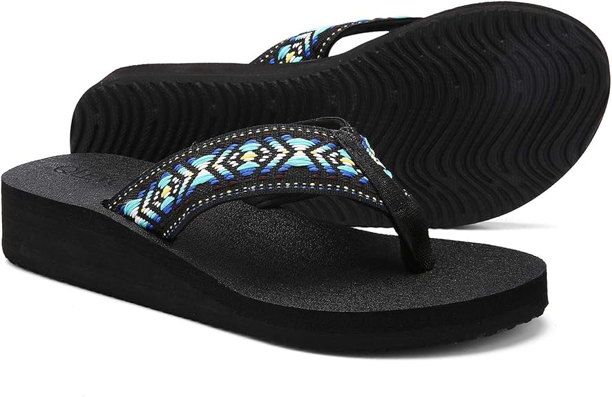 QLEYO Women's Platform Flip Flop with Arch Support for Comfort