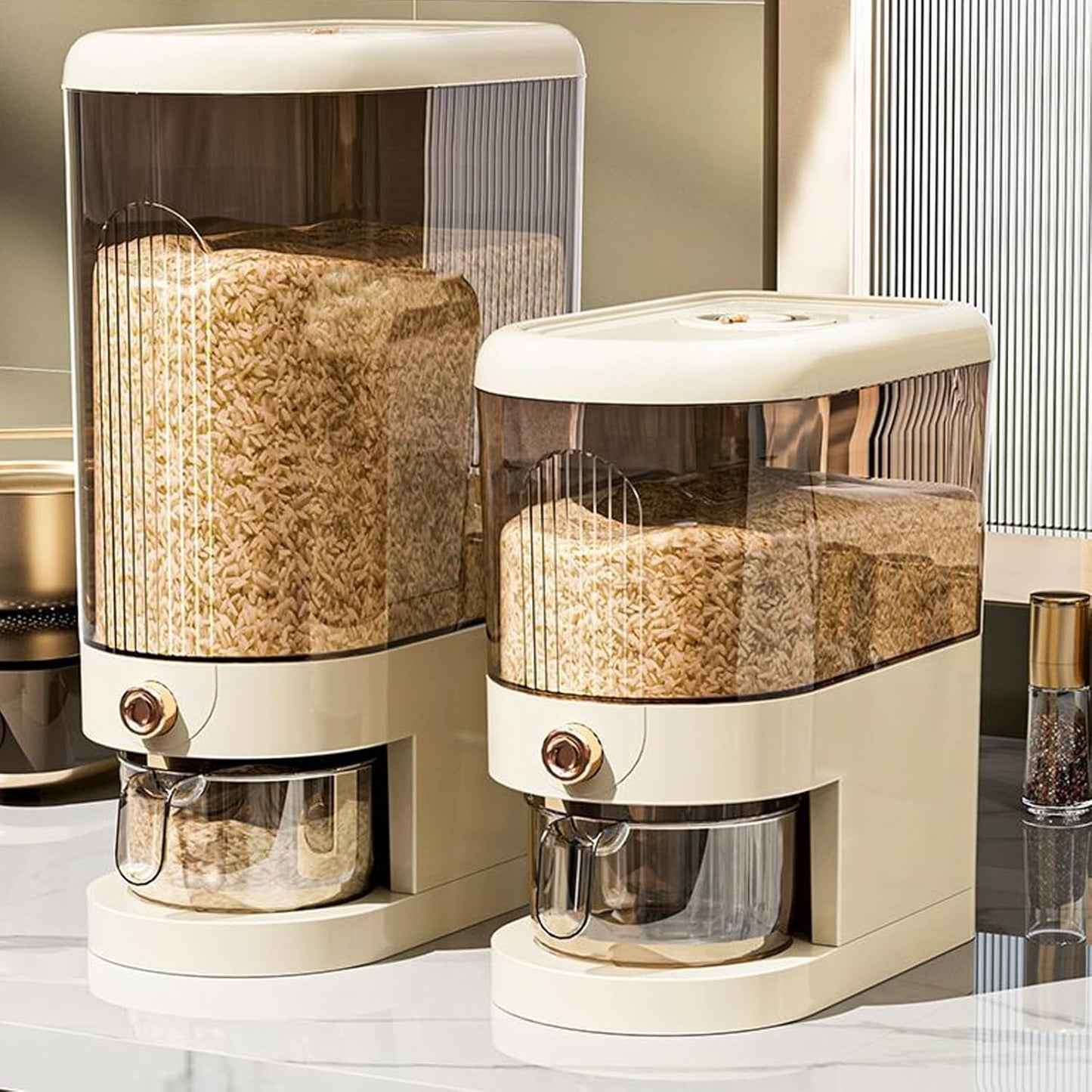 22LBS Rice Dispenser for Kitchen Storage - Large Capacity Bucket