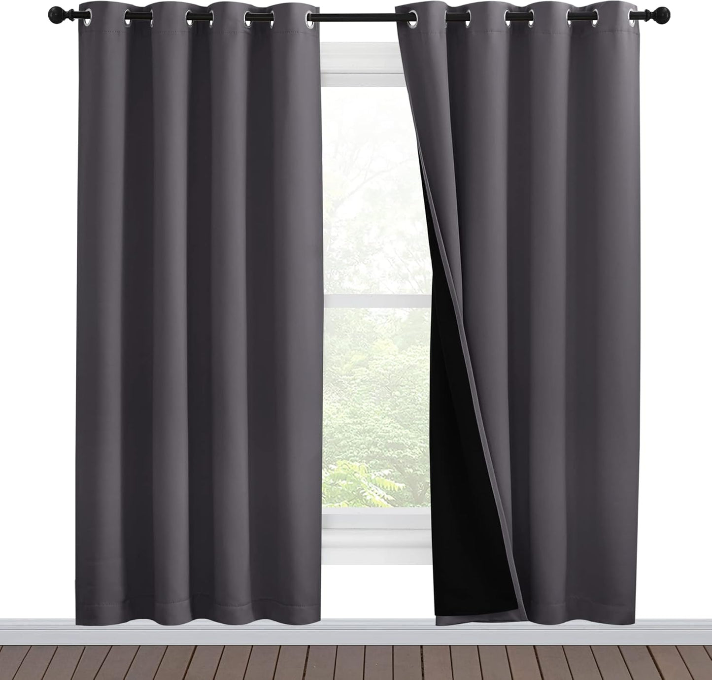 NICETOWN Grey Full Shade Curtain Panels for Energy Efficiency