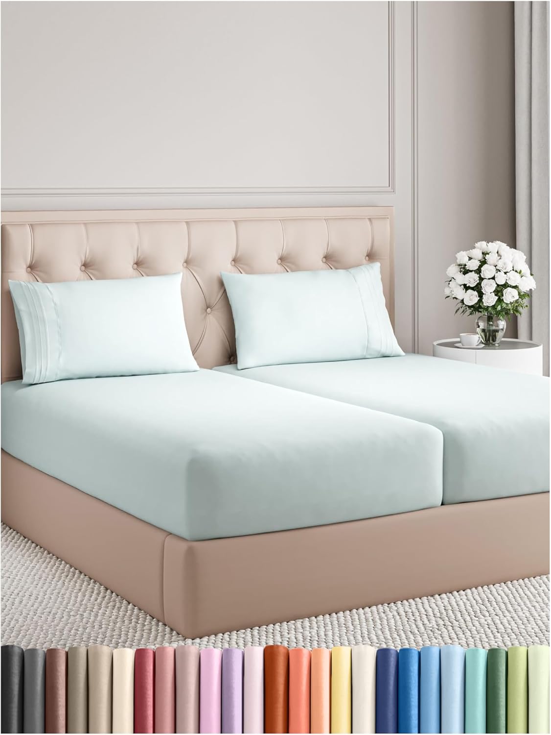 Split King Size 5 Piece Sheet Set - Comfy Cooling Bed Sheets