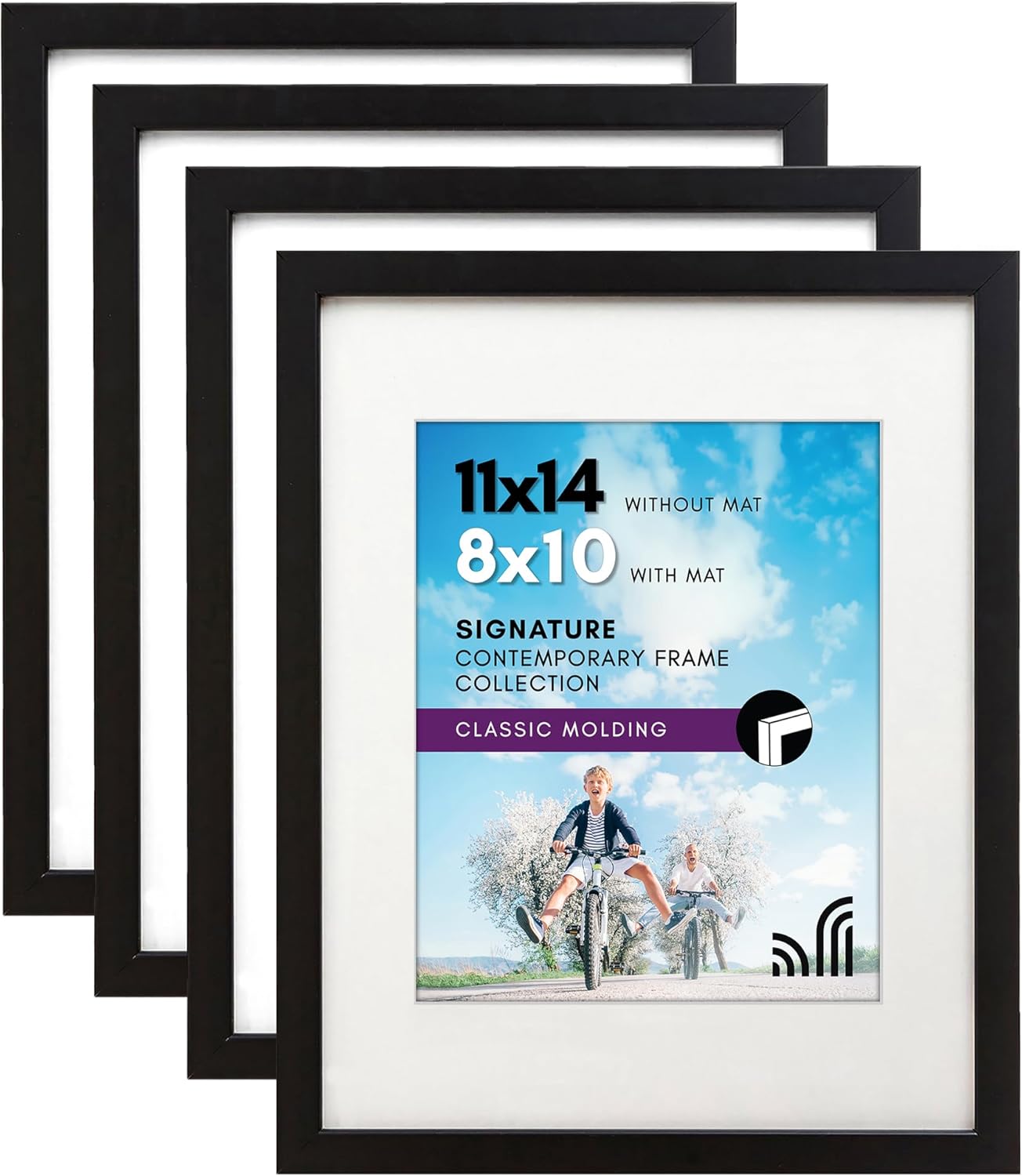 11x14 Picture Frame Set of 4 with Shatter-Resistant Glass