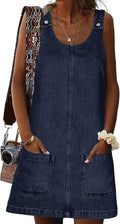 Xaspee Women's Denim Overall Dress Casual Mini Jumper Skirt
