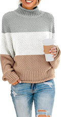 Womens Turtleneck Batwing Sleeve Oversized Chunky Knit Sweater