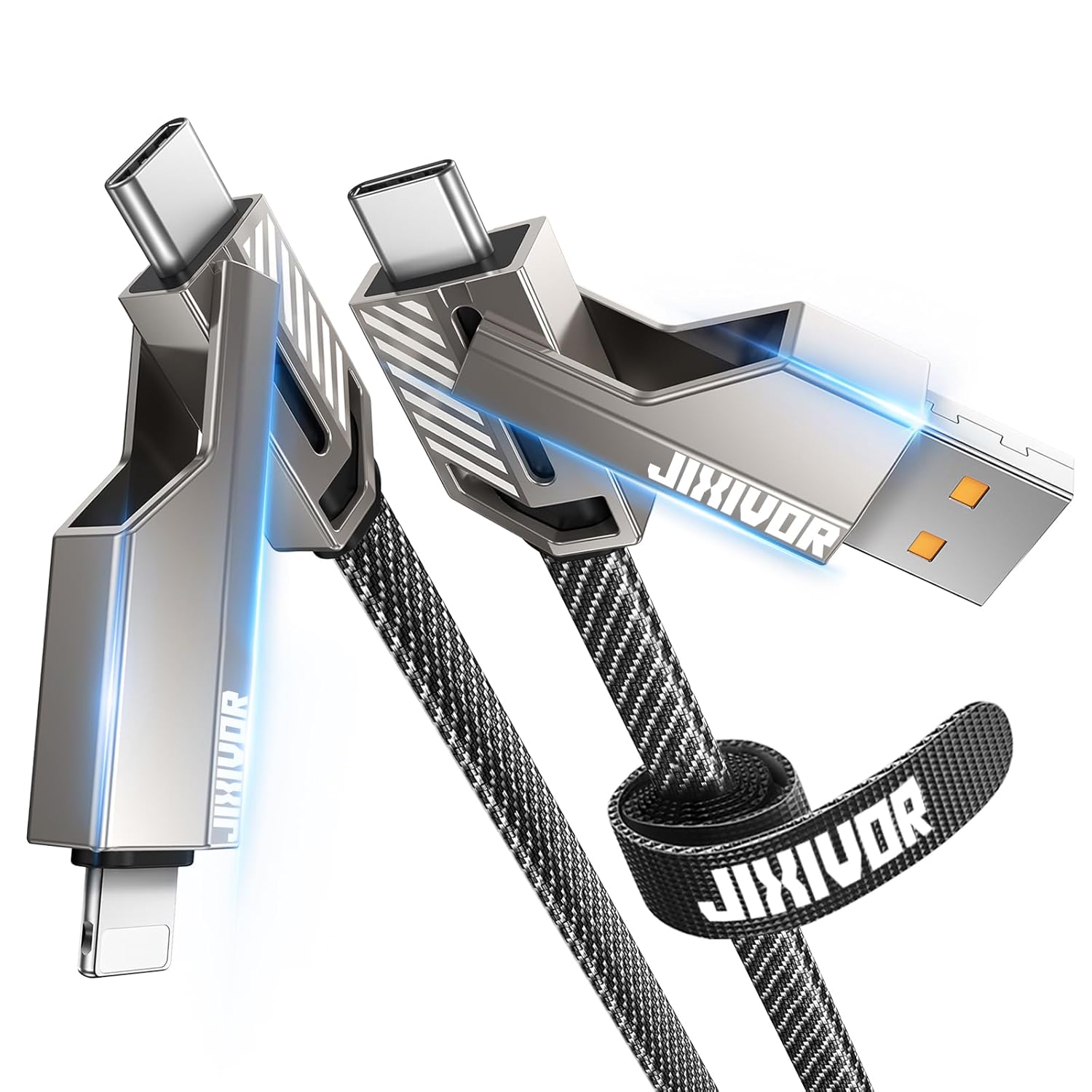 High-Speed 4-in-1 Charging Cable, CarPlay & Android Auto Compatible