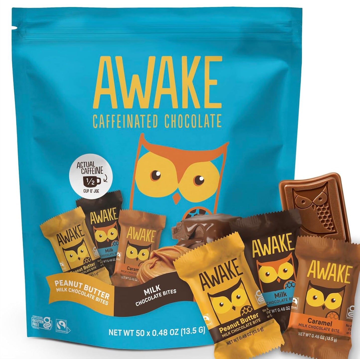 AWAKE Caffeinated Chocolate Bites - Energy Boost Variety Pack