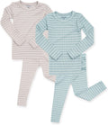 AVAUMA Stripe Pattern Baby Pajama Set - Soft Ribbed Sleepwear This