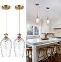 Vintage Glass Pendant Lights for Kitchen Island - 2 Pack