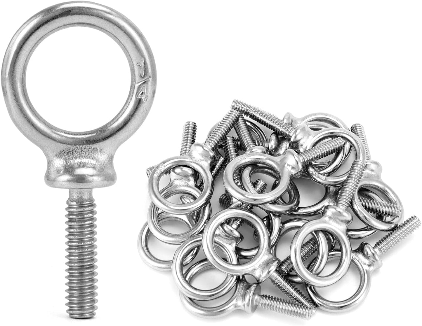 QWORK Eye Bolt 50 Pack 1/4in-20 x 1 Marine Grade Stainless Steel