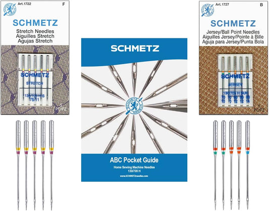 SCHMETZ Stretch & Jersey Needle Combo Pack (10 Needles + ABC Guide)