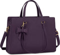 Laptop Bag for Women 15.6 in Dark Purple Waterproof Leather Tote