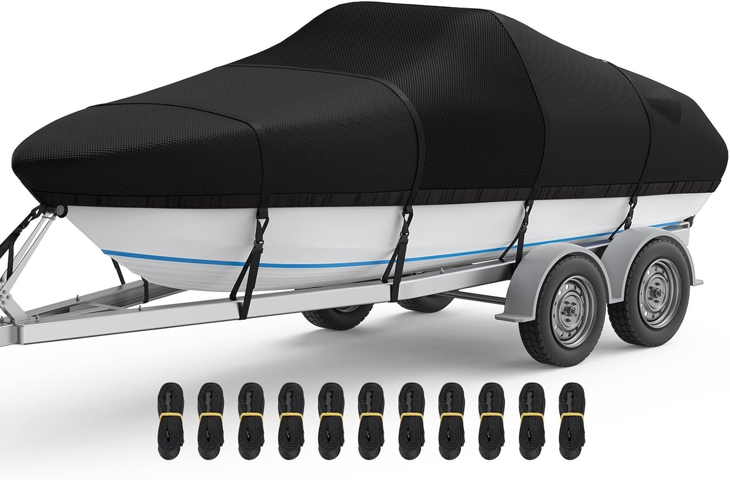 RVMasking Heavy Duty Waterproof Boat Cover for V-Hull Boats