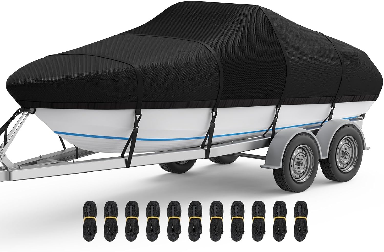 RVMasking Heavy Duty Waterproof Boat Cover for V-Hull Boats