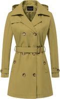CREATMO US Women's Trench Coat Double-Breasted Mid-Length Coats