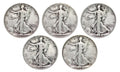 Count of 10 Walking Liberty Half Dollar Circulated $5 Face - Collector
